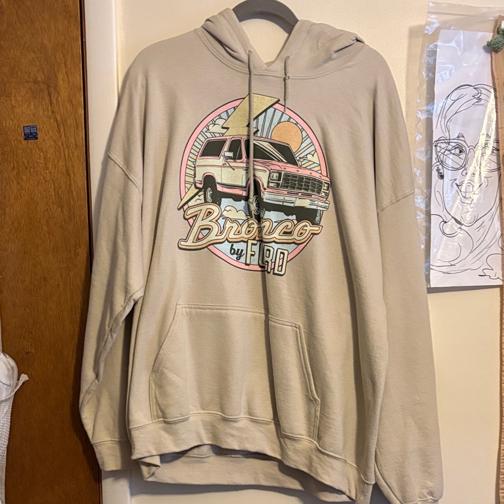 Ford Bronco Graphic Beige Hoodie